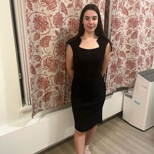 Anne Klein Black Cocktail Dress with Snakeskin Trim